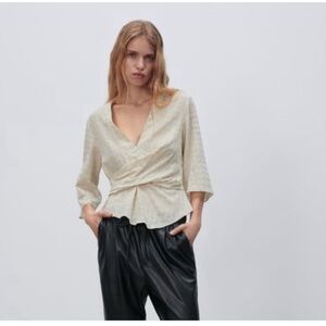 Zara Cream Draped Top